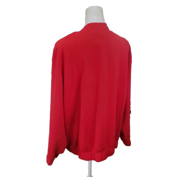 Chico's Women's Bomber Jacket Size XL Red Full Zip Lined Pockets - Picture 4 of 11